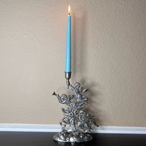 Vintage Godinger Silverplate Cherub Candle Holder, Taper, Dinner Candlelight